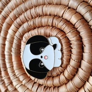 NEW Black and White WOW Dog Enamel Pin